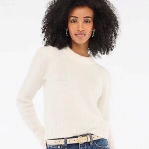 J.Crew Factory Fuzzy puff-sleeve sweater In Ivory, S